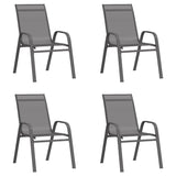 Stackable garden chairs set of 4 Grey Textilene fabric