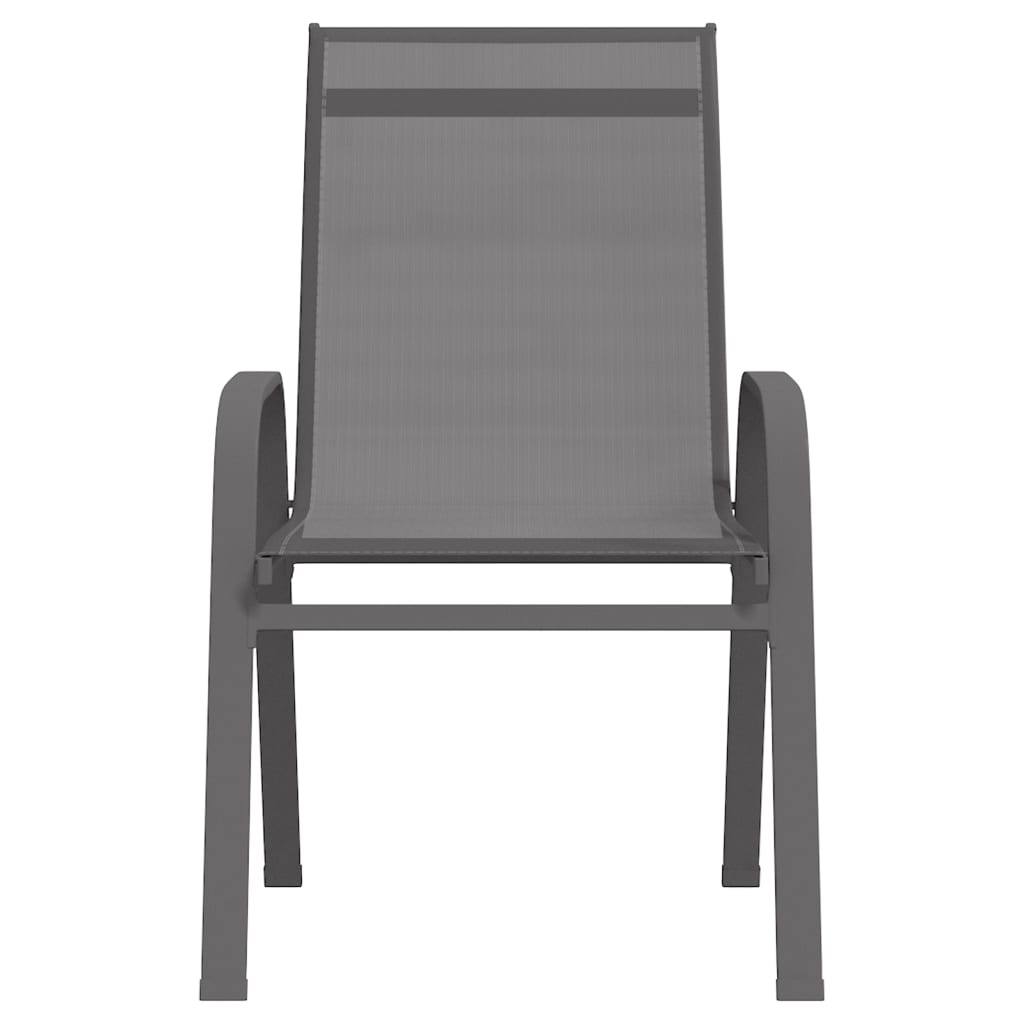 Stackable garden chairs set of 4 Grey Textilene fabric