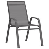 Stackable garden chairs set of 4 Grey Textilene fabric