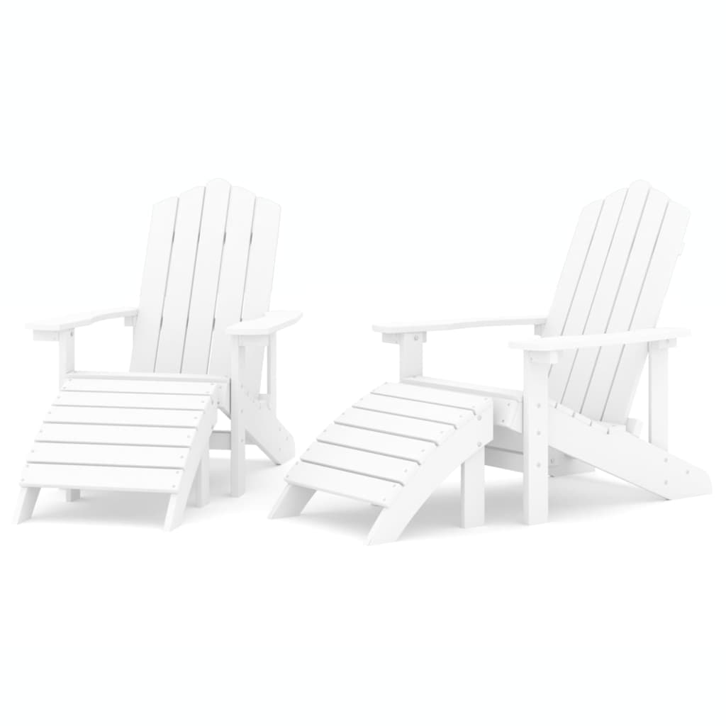 Chaises de jardin Adirondack lot de 2 repose-pieds PEHD Blanc