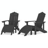 Chaises Adirondack lot de 2 avec repose-pieds PEHD Anthracite