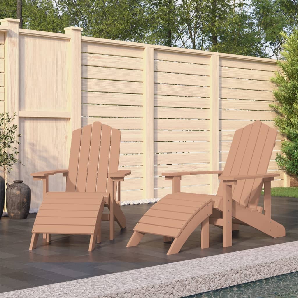 Chaises de jardin Adirondack lot de 2 repose-pieds PEHD Marron