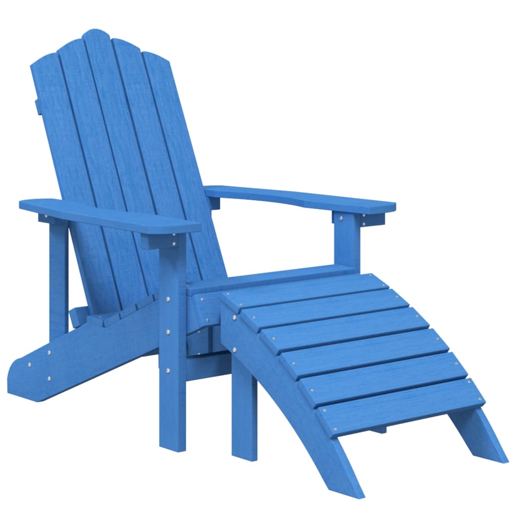 Chaises de jardin Adirondack lot de 2 repose-pieds PEHD Bleu