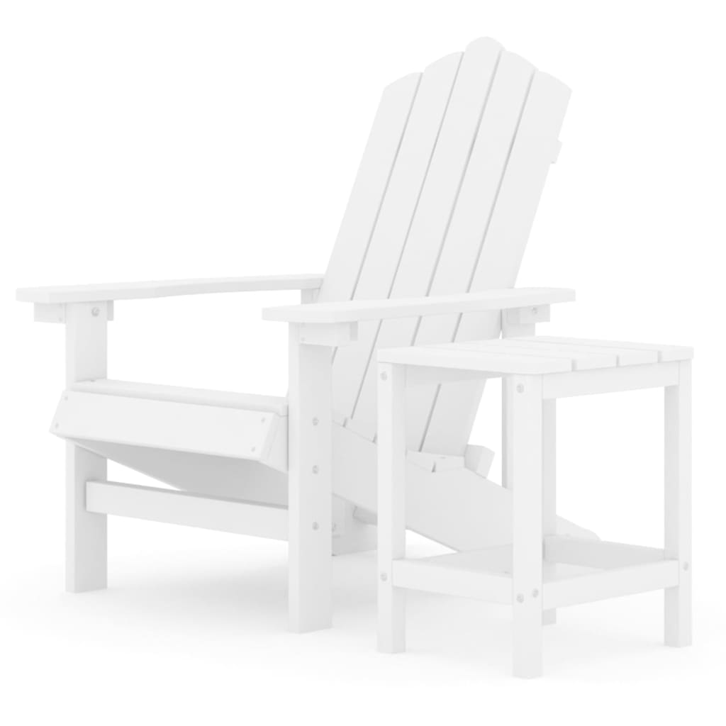 Chaise de jardin Adirondack avec table PEHD Blanc