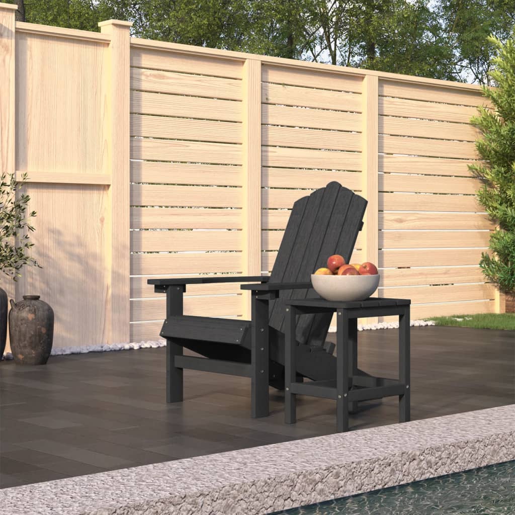 Chaise de jardin Adirondack avec table PEHD Anthracite