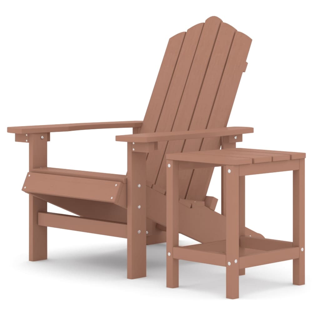 Chaise de jardin Adirondack avec table PEHD Marron