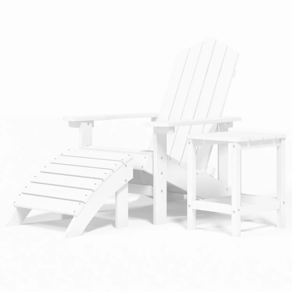 Chaise de jardin Adirondack repose-pied table PEHD Blanc