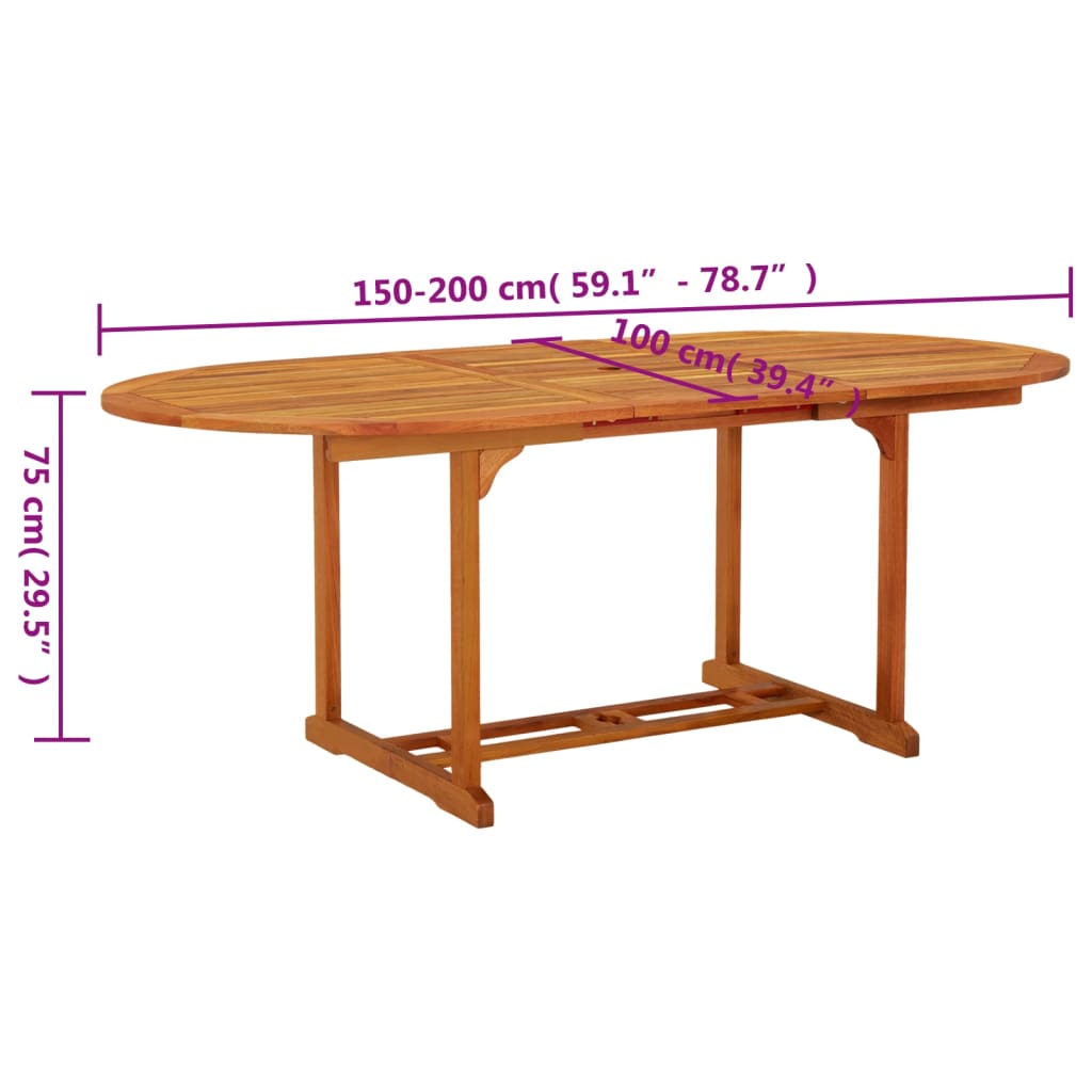 Table de jardin 200x100x75 cm Bois d'eucalyptus solide