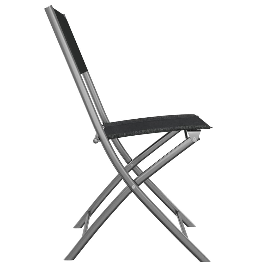 Chaises d'extérieur pliables lot de 2 Noir Acier et textilène