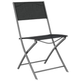 Chaises d'extérieur pliables lot de 4 Noir Acier et textilène