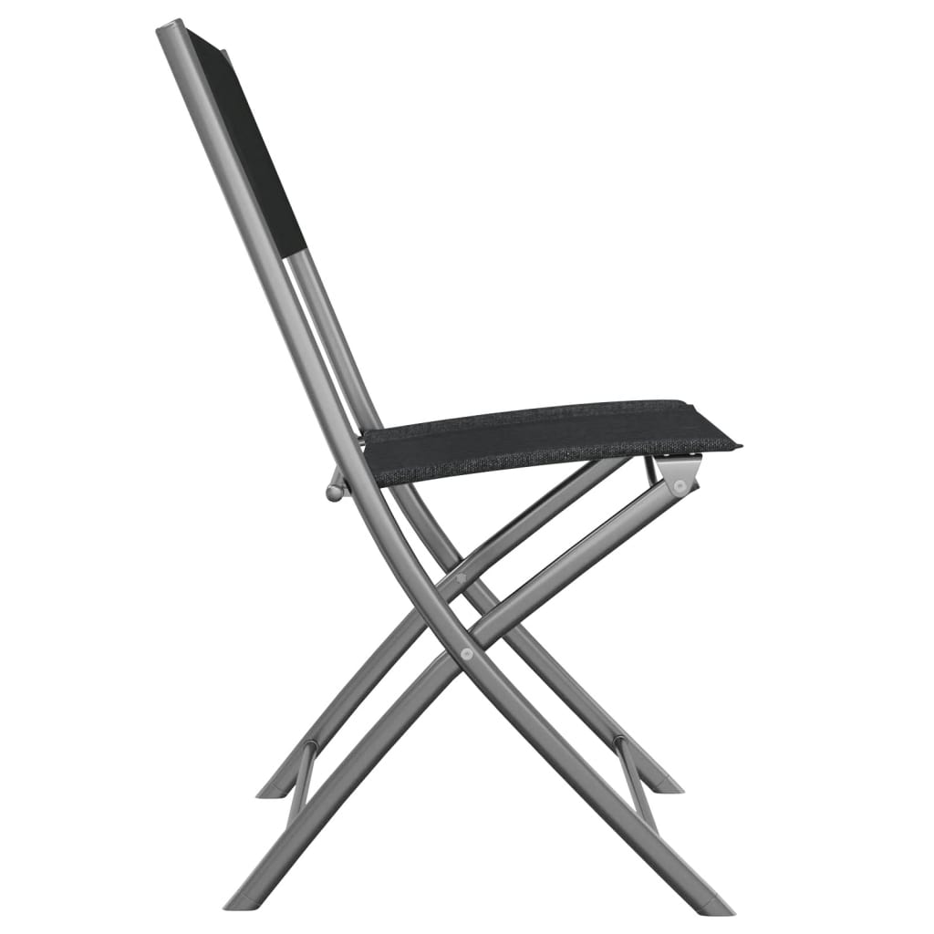 Chaises d'extérieur pliables lot de 4 Noir Acier et textilène