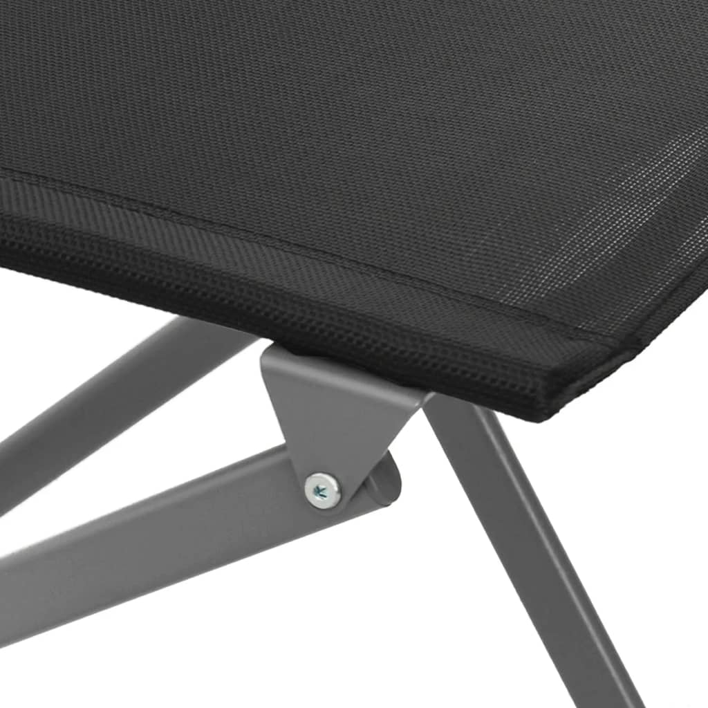 Chaises d'extérieur pliables lot de 4 Noir Acier et textilène