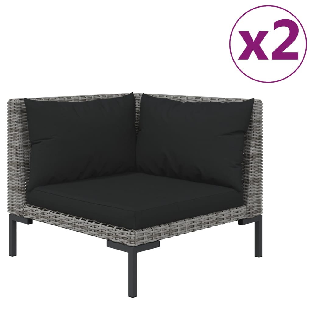 2 pcs Garden Sofas with Cushions Half Round Resin Wicker