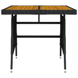 Table de jardin Noir 70x70x72 cm Résine tressée et acacia