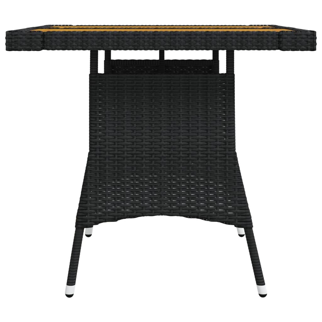 Table de jardin Noir 70x70x72 cm Résine tressée et acacia