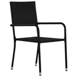 Chaise à dîner de jardin empilable lot de 2 noir résine tressée