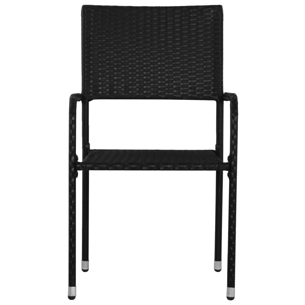 Chaise à dîner de jardin empilable lot de 2 noir résine tressée