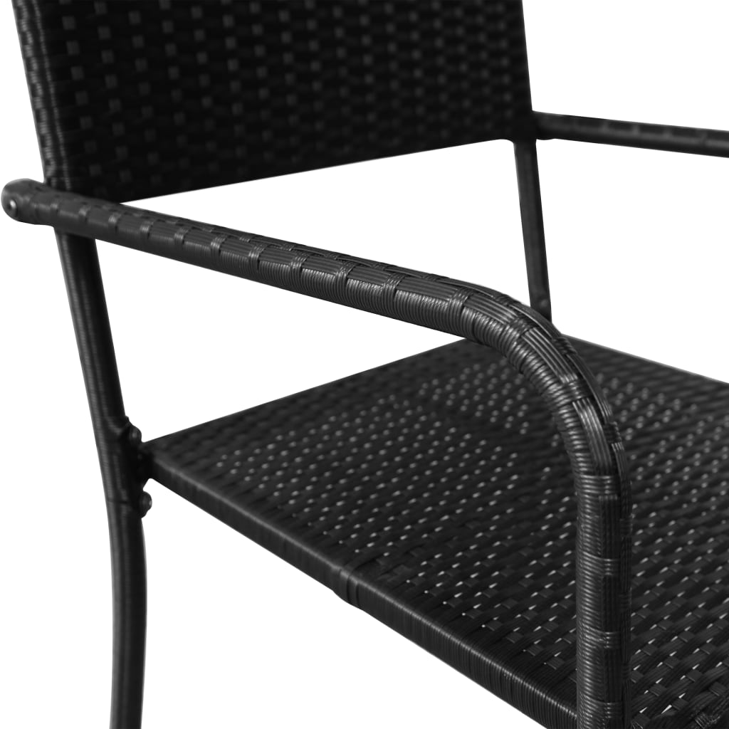 Chaise à dîner de jardin empilable lot de 2 noir résine tressée