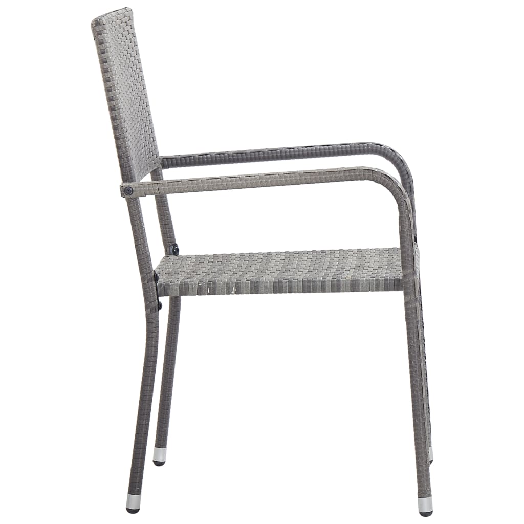 Chaise à dîner de jardin empilable lot de 2 gris résine tressée