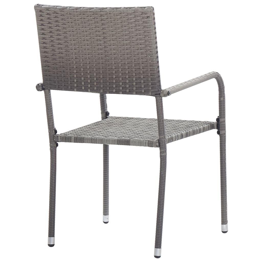 Chaise à dîner de jardin empilable lot de 2 gris résine tressée