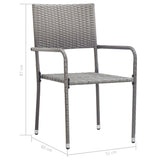 Chaise à dîner de jardin empilable lot de 2 gris résine tressée