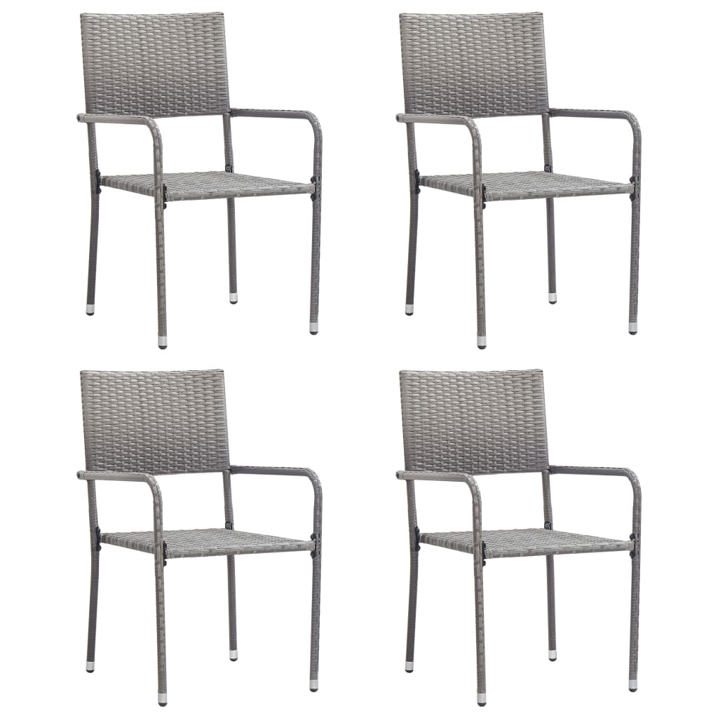 Chaise à dîner de jardin empilable lot de 4 gris résine tressée