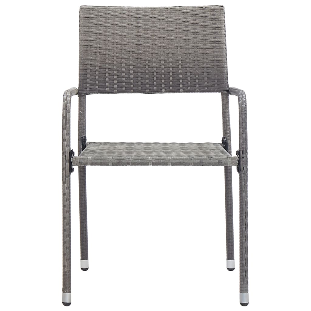 Chaise à dîner de jardin empilable lot de 4 gris résine tressée