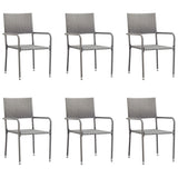 Stackable garden dining chair set of 6 gray resin wicker