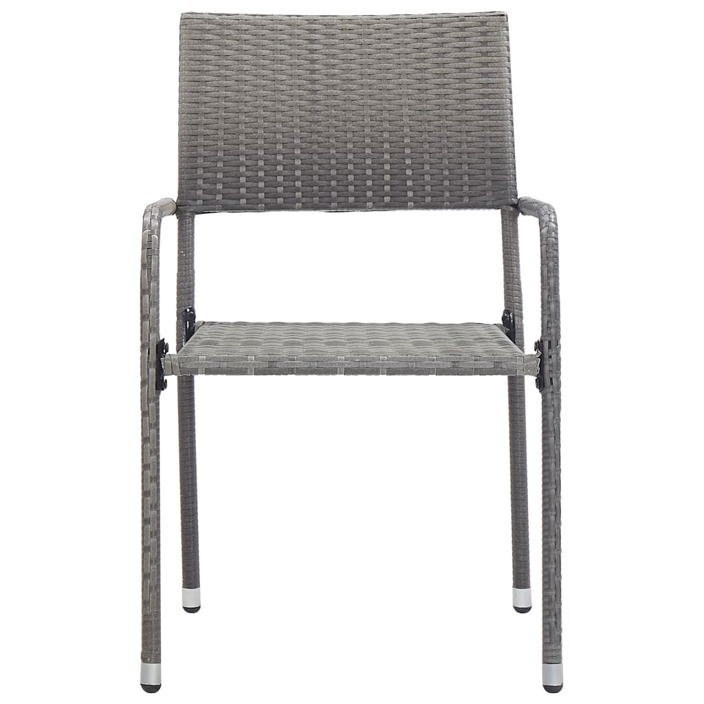 Stackable garden dining chair set of 6 gray resin wicker