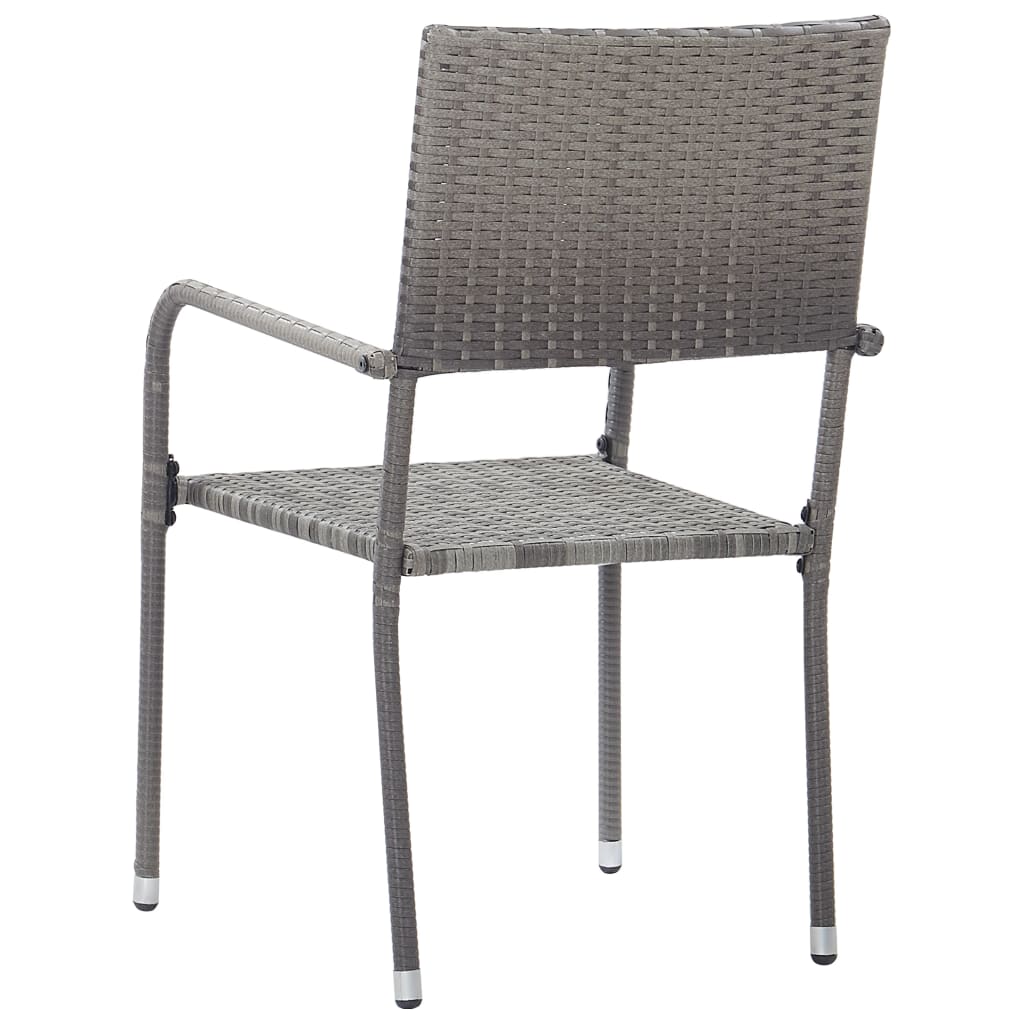 Stackable garden dining chair set of 6 gray resin wicker