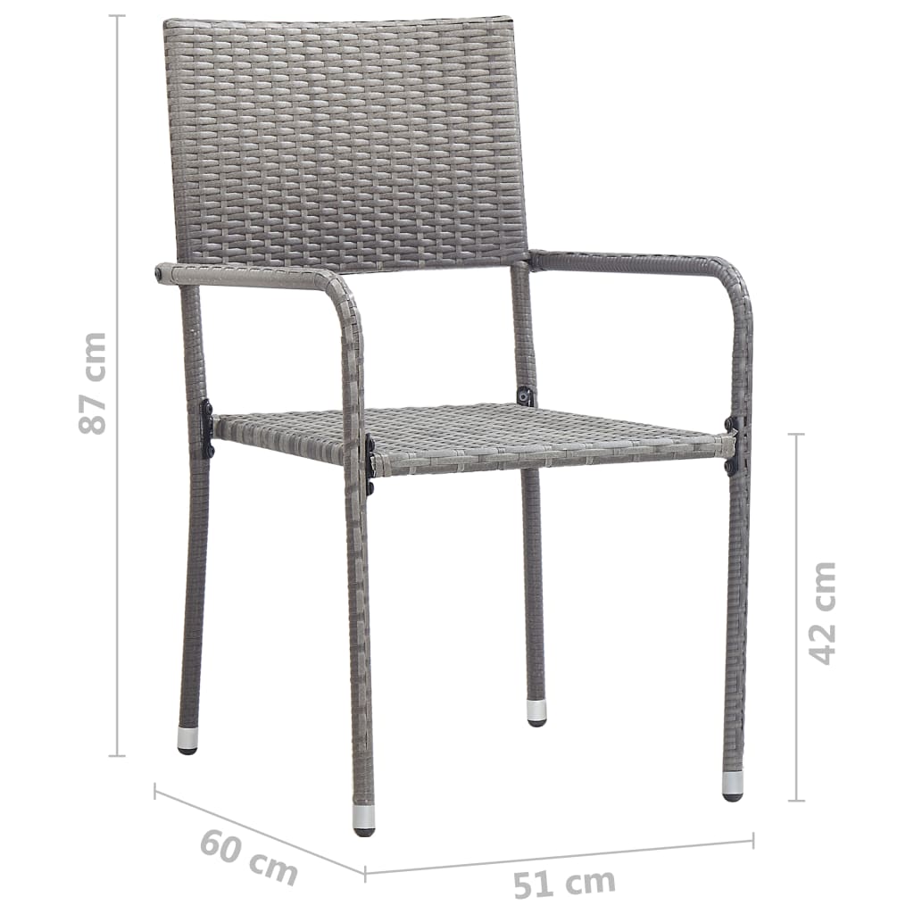 Stackable garden dining chair set of 6 gray resin wicker