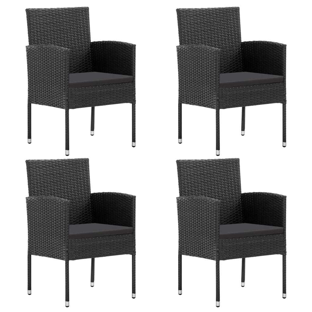 Chaises de jardin coussins noir lot de 4 noir résine tressée