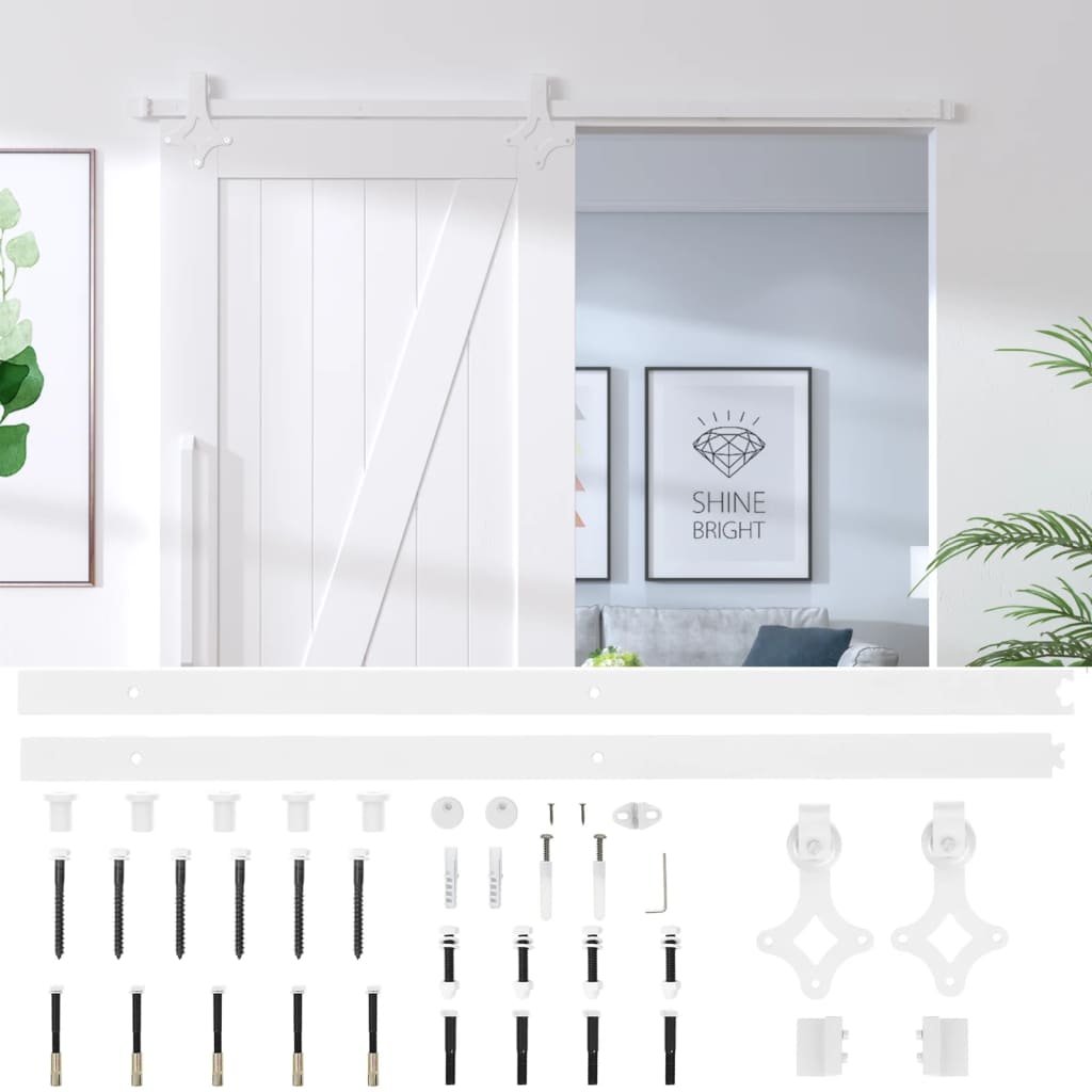 Sliding Door Hardware Kit 200cm Steel White