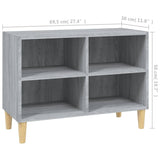 TV cabinet with solid wood legs Sonoma gray 69.5x30x50 cm