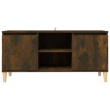 TV cabinet with solid wood legs Smoked oak 103.5x35x50 cm