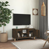 TV cabinet with solid wood legs Smoked oak 103.5x35x50 cm