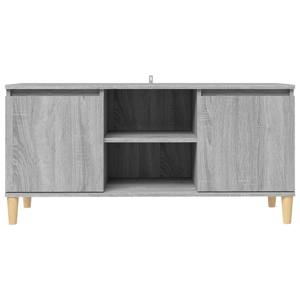 TV cabinet with solid wood legs Sonoma gray 103.5x35x50 cm