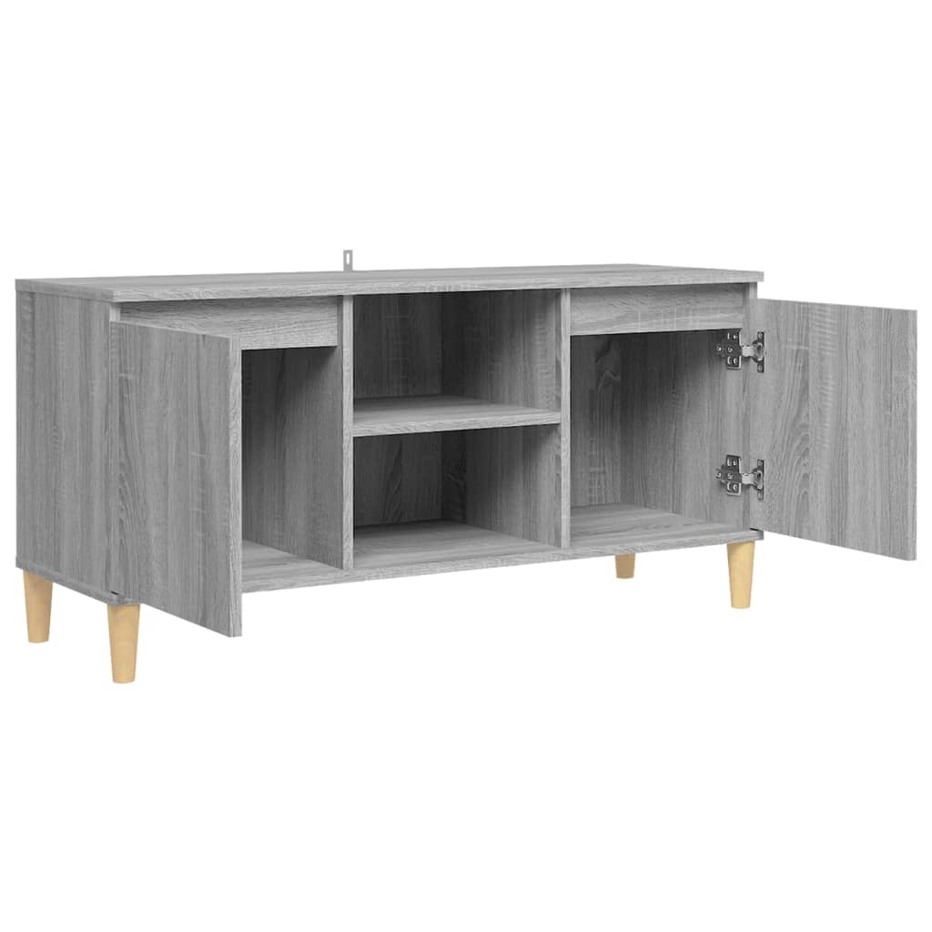 TV cabinet with solid wood legs Sonoma gray 103.5x35x50 cm