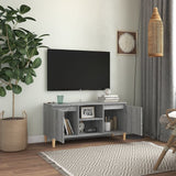 Meuble TV avec pieds en bois solide Sonoma gris 103,5x35x50 cm