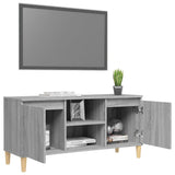 Meuble TV avec pieds en bois solide Sonoma gris 103,5x35x50 cm