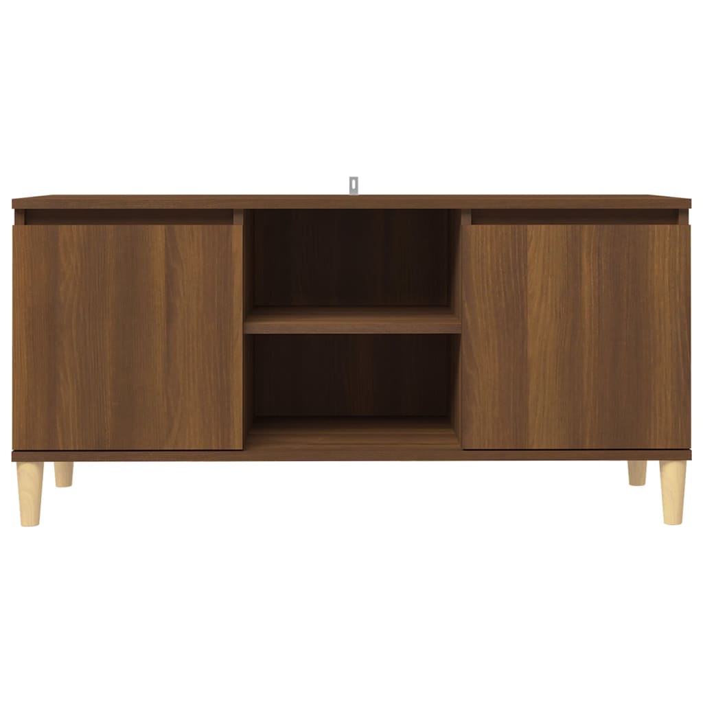 TV cabinet with solid wood legs Brown oak 103.5x35x50 cm