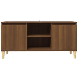 TV cabinet with solid wood legs Brown oak 103.5x35x50 cm