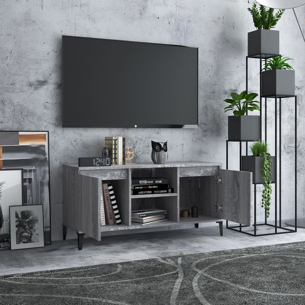 TV cabinet with metal legs Sonoma gray 103.5x35x50 cm