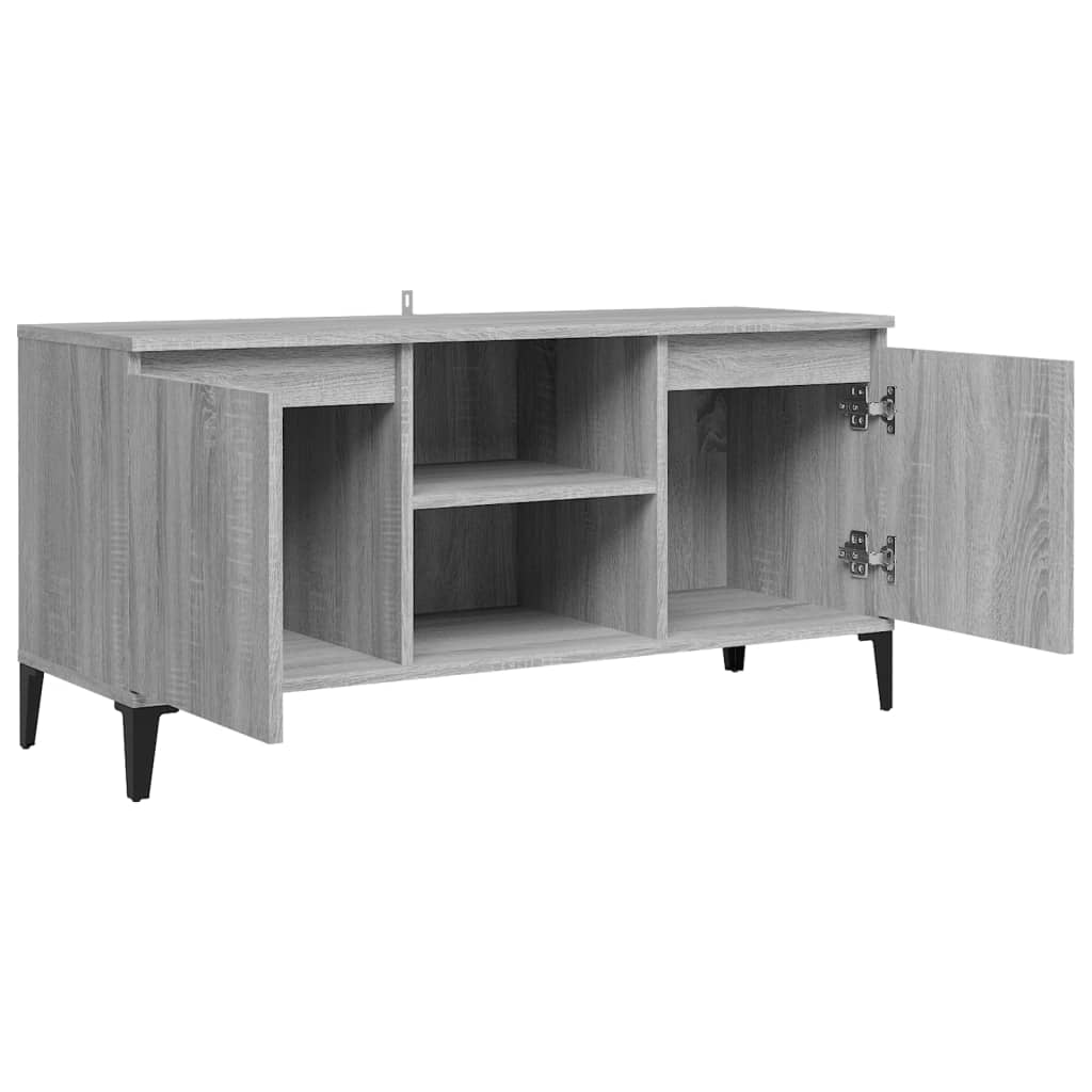 Meuble TV avec pieds en métal Sonoma gris 103,5x35x50 cm