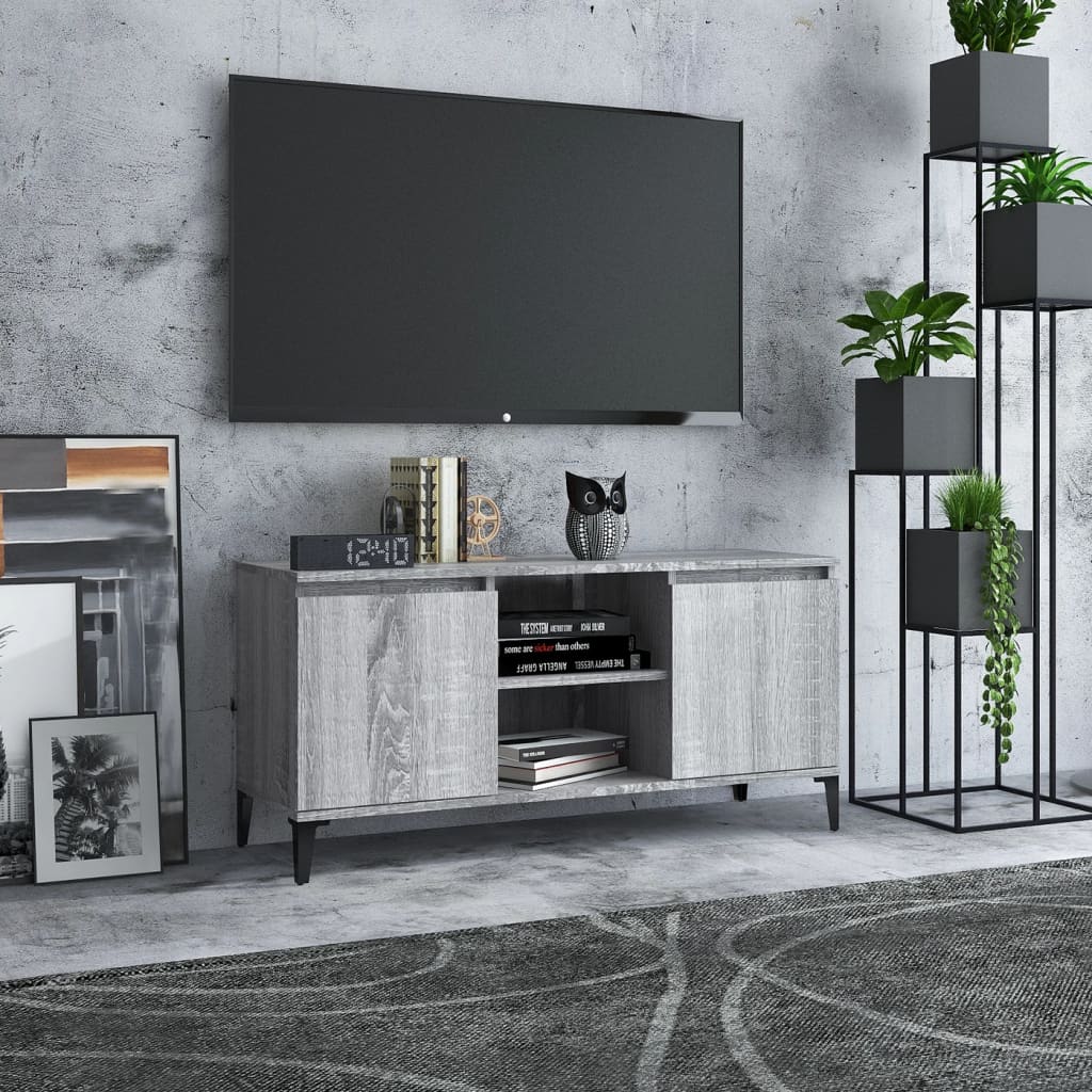 TV cabinet with metal legs Sonoma gray 103.5x35x50 cm