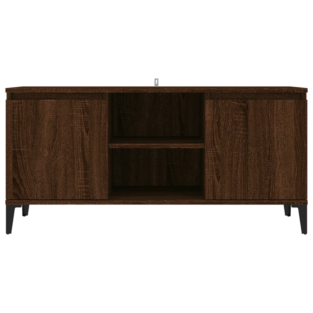 TV cabinet with metal legs Brown oak 103.5x35x50 cm