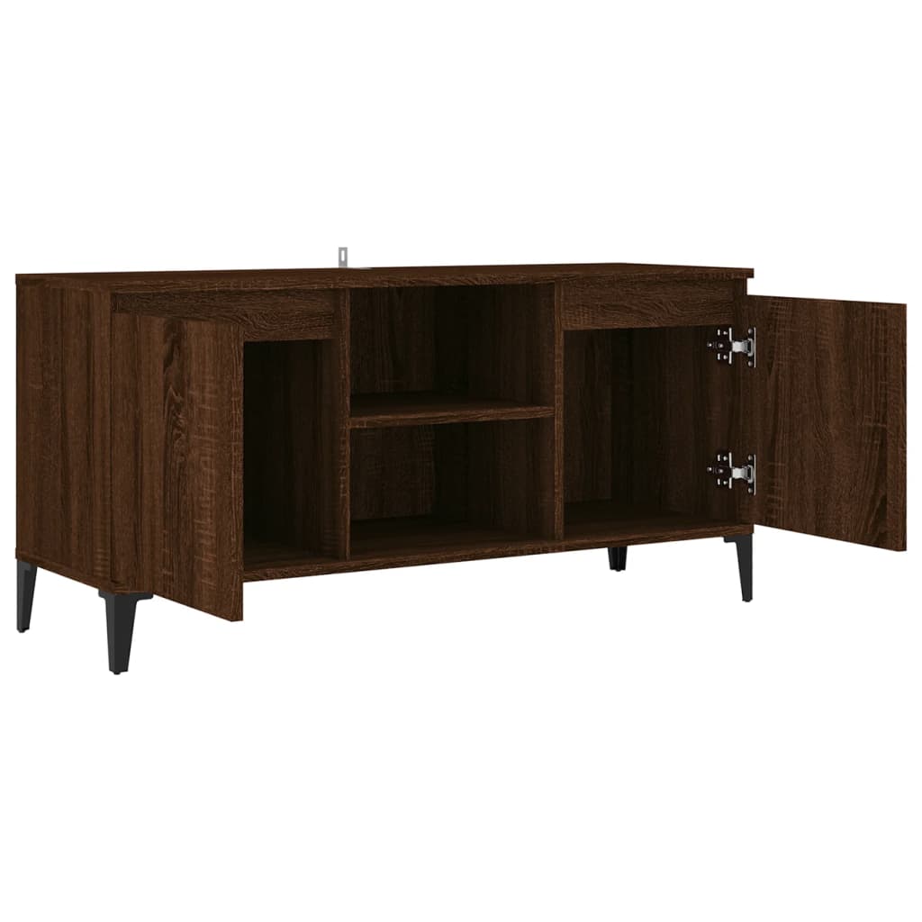 TV cabinet with metal legs Brown oak 103.5x35x50 cm