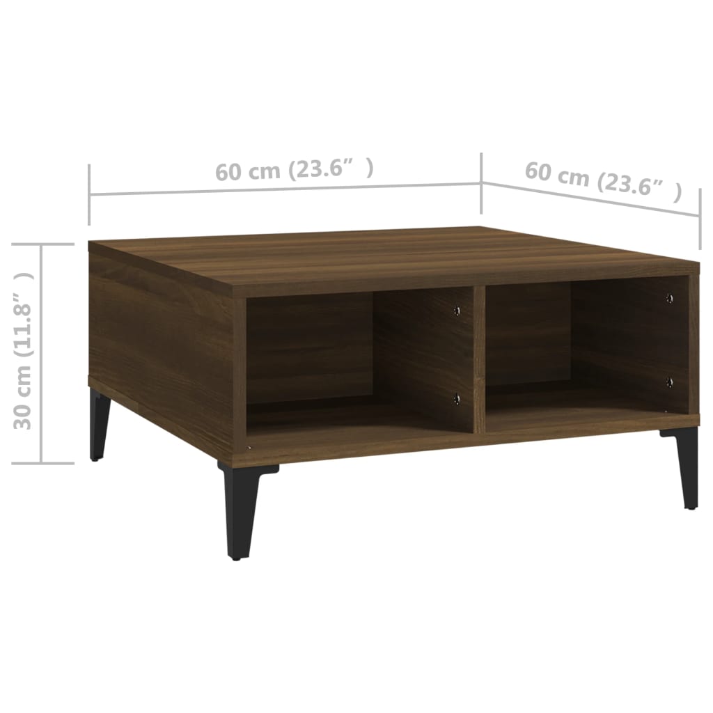 Table basse chêne marron 60x60x30 cm bois d'ingénierie