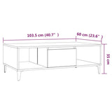 Table basse chêne fumé 103,5x60x35 cm bois d'ingénierie