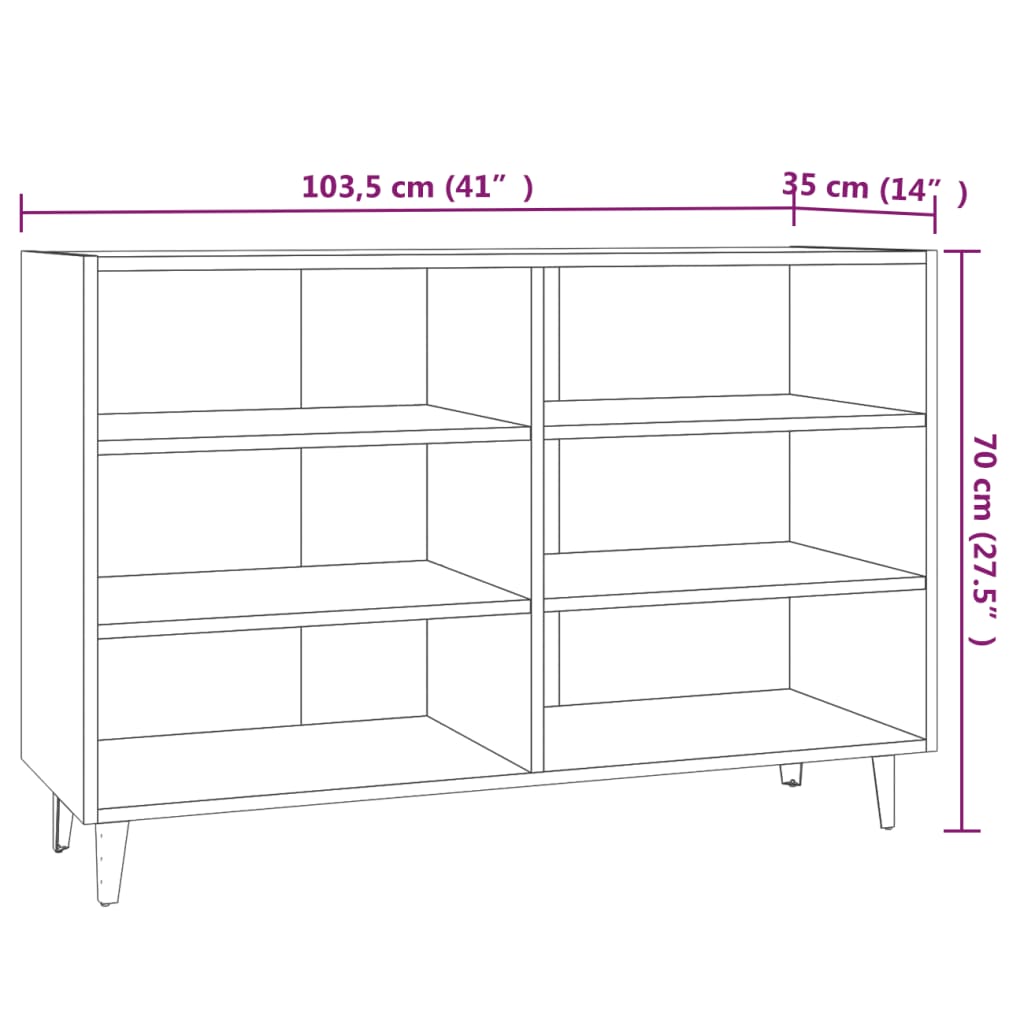 Sideboard Räuchereiche 103,5x35x70 cm Holzwerkstoff